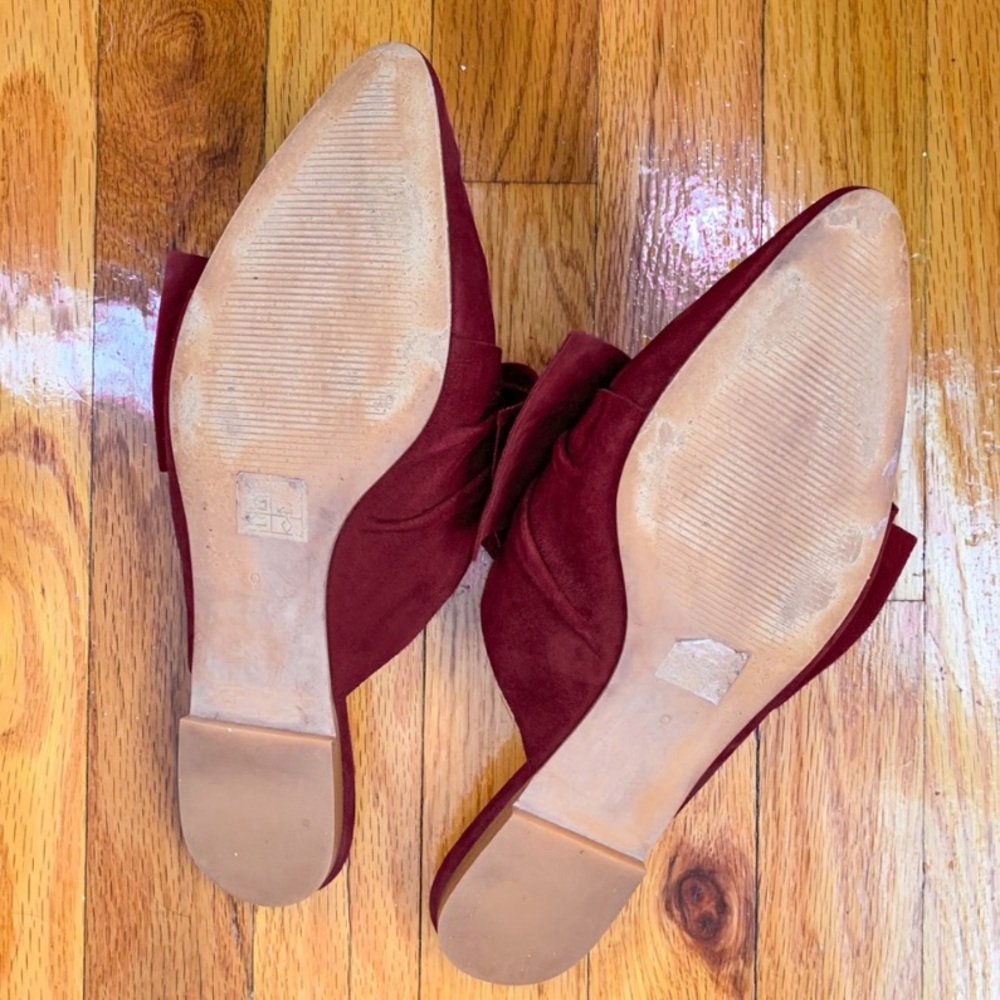 Madewell The Remi Bow Mule in Suede Pinot Noir Burgundy Slide Slip On 9 - Picture 7 of 8
